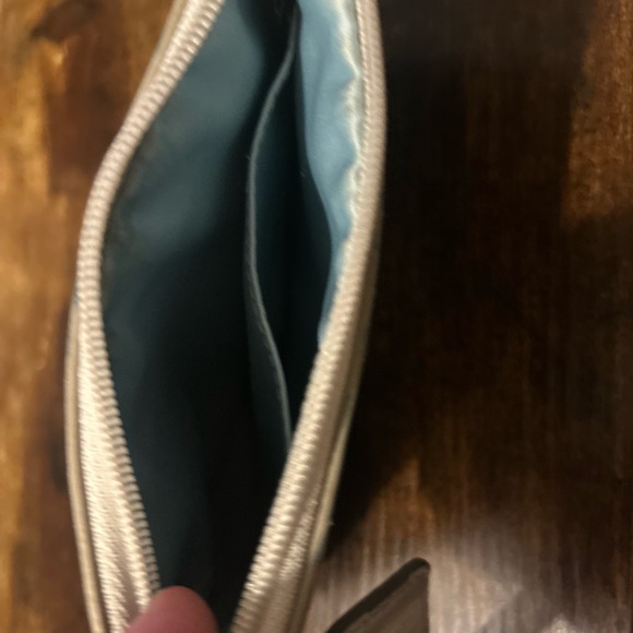 Coach Metallic Silver and Cream Signature Wristlet - Picture 5 of 6